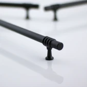 Eylül (224 mm - 22.4 cm) Siyah Metal Mobilya Mutfak Çekmece Dolap Dolabı Kapak Kulbu Kulpu Kulpları thumbnail 4