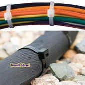 100 Adet Cırt Kelepçe 3,6x300 mm Plastik Beyaz Renk Zip Kablo Bağı Çok Amaçlı Bağlama thumbnail 3