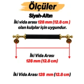 Melis (128 mm - 12.8 cm) Siyah Gold Metal Mobilya Mutfak Çekmece Dolap Dolabı Kulbu Kulpu Kulpları thumbnail 2