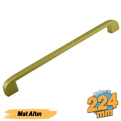 Zehra (224 mm - 22.4 cm) Mat Gold Metal Mobilya Mutfak Çekmece Dolap Dolabı Kulbu Kulpu Kulpları - 1
