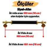 Melis (160 mm - 16 cm) Siyah Gold Metal Mobilya Mutfak Çekmece Dolap Dolabı Kulbu Kulpu Kulpları - 2