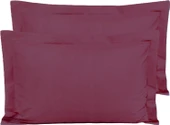 Maki Home %100 Pamuklu Volanlı Süs Dikişli Koyu Lila 2 Adet 50x70 Yastık Kılıfı - 1