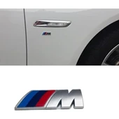BMW YAN ÇAMURLUK VE BAGAJ ABS MALZEME M LOGO ROZET AMBLEM (5,5 CM - 2 CM GÜMÜŞ) thumbnail 2