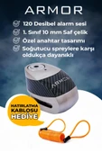 Armor 610 MVA 10 mm Alarmlı Çelik Disk Kilit Motorsiklet Kilidi+Hatırlatma Kablosu - 1