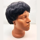 Siyah Renk Kısa Kesim İçi Astarlı Erkek Peruğu - 1