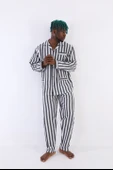 4007 Uzun Kol Çizgili Gaffur Erkek Pijama Takım - 6