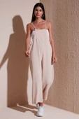 7019 Askılı Bahçivan Tulum - Krem - 1