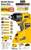 SGS5504 - 3/4 - 20 Volt 6 Amper 1200 Nm Tork Akülü Darbeli Somun Sıkma Sökme Makina Seti Tek Akülü - 2