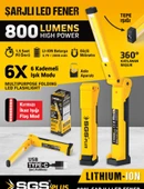 SGS5056 Şarjlı Led Fener 800 Lümen Katlanır 3.7 VOLT/ 2000 mAh - 2