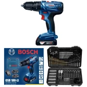 Bosch Gsb 180-LI 18V 2AH Çift Akülü Darbeli Akülü Vidalama Şarjlı Matkap + 103 Parça Matkap Ucu Seti Vidalama Ucu Seti - 1