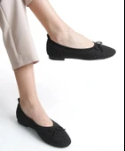 Feles Triko Fiyonk Detaylı Kadın Babet Ayakkabı thumbnail 12