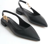 Feles Yan Toka Detaylı Arkası Açık Kadın Babet Ayakkabı thumbnail 6