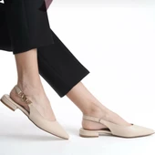 Feles Yan Toka Detaylı Arkası Açık Kadın Babet Ayakkabı thumbnail 4