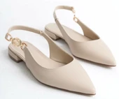 Feles Yan Toka Detaylı Arkası Açık Kadın Babet Ayakkabı thumbnail 5