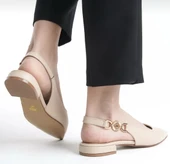 Feles Yan Toka Detaylı Arkası Açık Kadın Babet Ayakkabı thumbnail 2