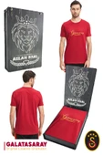 Galatasaray Orijinal Lisanslı Kırmızı Erkek T-Shirt Hediyelik Ahşap Kutulu - 1