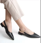 Feles Yan Toka Detaylı Arkası Açık Kadın Babet Ayakkabı thumbnail 1