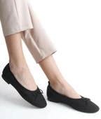 Feles Triko Fiyonk Detaylı Kadın Babet Ayakkabı thumbnail 3