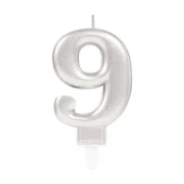 9 Rakam Mum Gümüş Renk - 1
