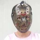 Bakır Renk Kırmızı Çizgili Tam Yüz Hokey Jason Maskesi Hannibal Maskesi - 4