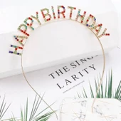 Rengarenk Kristal Taşlı Ekstra Lüks Gümüş Kaplama Happy Birthday Taç 16x17 Cm - 2