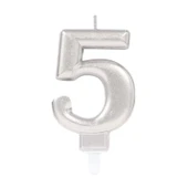 5 Rakam Mum Gümüş Renk - 1