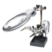 Ayarlanabilir Başlıklı Elektronikçi Yardım Lehim Standı Ile Ledli Büyüteç - 1