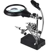 Masa Üstü Mandallı ,2.5x90mm, 7.5x34mm Mercekli ,adaptörlu Işıklı Büyüteç - 1