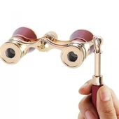 Nefis Işlemeli, Tiyatro / Opera Dürbünü 3x25 Prinç Metal Kaplamalı Retro Kahverengi - 5