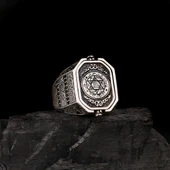 HZ SÜLEYMAN MÜHRÜ TÜRK YAZILI ÇİFT TARAFLI GÜMÜŞ YÜZÜK thumbnail 1