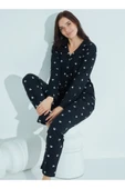 Kalpli Pamuklu Düğmeli Biyeli Pijama Takım - 1