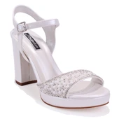 Dagoster DZA07-337140 Sedef Boncuklu  Platform Topuklu Kadın Ayakkabı - 1