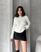 Bisiklet Yaka Selanik Örgü Triko Kazak - 1