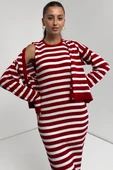 Çizgi Desenli Hırka Ve Elbise İkili Triko Takım thumbnail 4