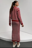 Çizgi Desenli Hırka Ve Elbise İkili Triko Takım thumbnail 5