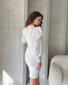 Öpücük Yaka Prenses Kol Crep Bluz - 4