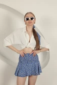 Bürümcük Papatya Desen Şort Etek-Saks - 3