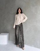 Bisiklet Yaka Örgü Desenli Triko Kazak - 2