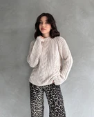 Bisiklet Yaka Örgü Desenli Triko Kazak - 1