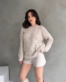 Bisiklet Yaka Bürümcük Detaylı Triko Kazak - 2