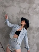 Saçak Detaylı Denim Ceket - 3