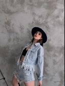 Saçak Detaylı Denim Ceket - 2