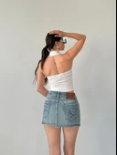 Gömlek Yaka Önü Düğme Detaylı Bluz - 3