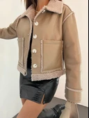 Çift Cepli Kürk Detaylı Suni Deri Ceket - 2