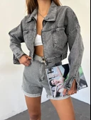 Fermuarlı Çift Cepli Denim Ceket - 2