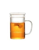 Linanware Cam Kapaklı Demleme Süzgeçli Isıya Dayanıklı Borosilikat Camdan Kupa Bardak 350ML DSG-25 thumbnail 1