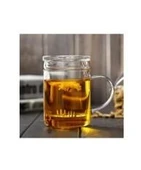 Linanware Cam Kapaklı Demleme Süzgeçli Isıya Dayanıklı Borosilikat Camdan Kupa Bardak 350ML DSG-25 thumbnail 3