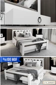 Ninnimo Arya Çift Kişilik 160x200 Yatak Uyumlu Mdf Beyaz Çekmeceli Karyola Maçy-1 - 1