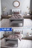 Ninnimo 100x200 Yatak Uyumlu Still Tek Kişilik Beyaz Mdf Genç Karyola - 1