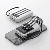 eNeRX Powerbank 10000 mAh 2.0 Amper  Dahili Kablolu ENR-P10DC Siyah - 7